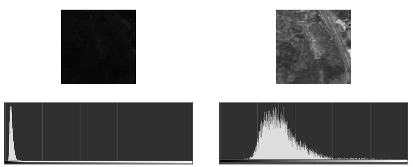 Figure 9: Effect of standardizing images on a band 8 image. Original image (left), Standardized Image (right)